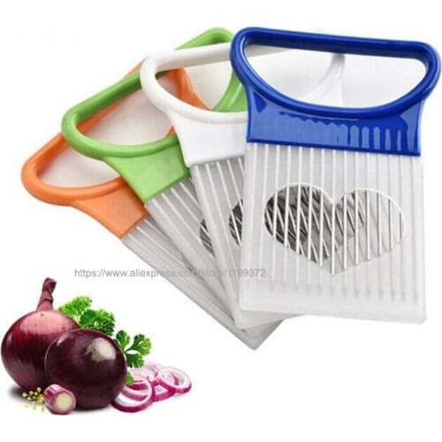 100pcs Fruit Vegetable Tools Shrendders Slicers Tomato Onion Vegetables Slicer Cutting Aid Holder Guide Slicing Cutter Fork tool
