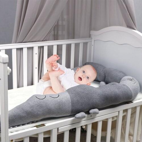185cm Newborn Baby Bed Bumper Children Crocodile Pillow Bumper Infant Crib Fence Cotton Cushion Kids Room Bedding Decoration