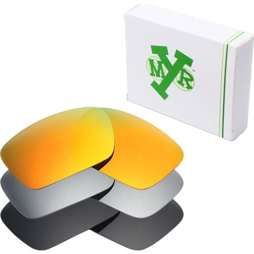 3 Pairs Mryok Anti-Scratch POLARIZED Replacement Lenses for Oakley Fuel Cell Sunglasses Black & Silver Titanium & Fire Red