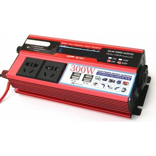 Car Inverters Transformer with LCD Voltage Power Converter Adapter 300W Car Charger Alligator Clip USB 24~220V
