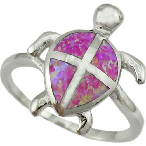 Free Ring Box Pink Opal Turtle Fashion Jewelry Women Silver Plated Rings Size 6 7 8 9 10 OR855