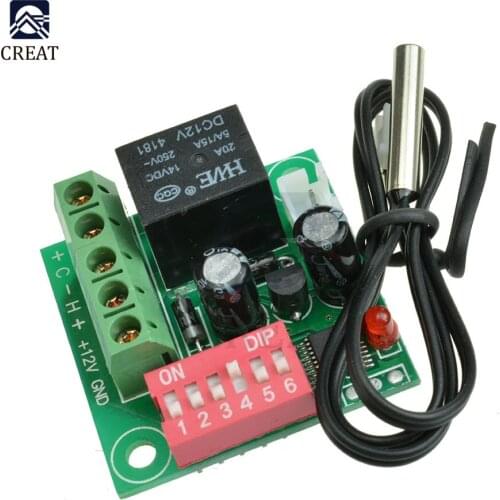W1701 Heat Cool Temp Thermostat DC 12V Digital Temperature Control Switch 20-90 Degree DC 12V 10K Thermistor Heating Cooling