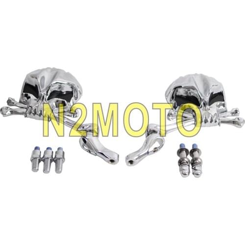 Chrome Motorcycle Skull Rearview Mirror Skeleton Side Mirrors for Harley Dyna Heritage Softail Cruiser Cafe Racer Vintage M10 M8
