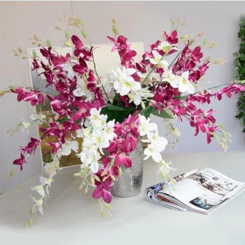 1PC Artificial Orchid Flowers Branch Silk cattleya Flower Butterfly Orchid for Home Wedding Dining Table Decor Fake Flower A1453
