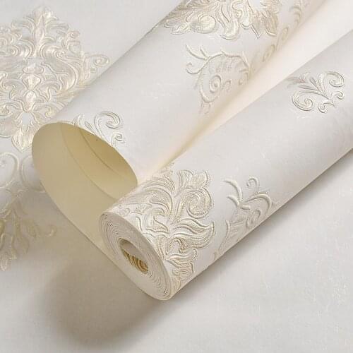 Beibehang Simple European-style non-woven bedroom wallpaper luxury 3d Embossed living room TV background wallpaper roll behang
