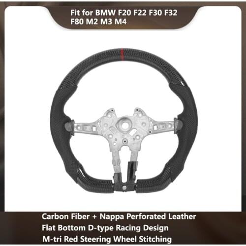 Nappa Steering Wheel Fit for BMW F20 F22 F30 F32 F80 M2 M3 M4 Custom Carbon Fiber Steering Wheel Perforated Leather
