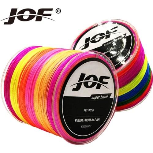JOF Multiple Colors 4 Strands Carp Fishing Line 1000m 100% PE Strong Braide Wire 8-100LB Fly Line for Ocean Boat Fishing