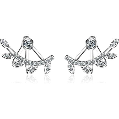 WYJZY Leaf Stud Earrings Zircon Ms. Exquisite Stud Earrings Beautiful Clothing with Womens Jewelry