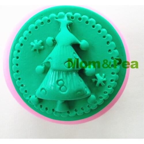Mom&Pea 0800 Free Shipping Christmas Tree Shaped Silicone Soap Mold Cake Decoration Fondant Cake 3D Mold Food Grade