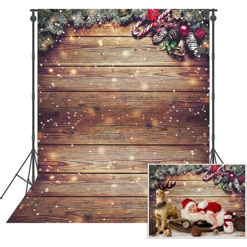 Snowflake Glitter Christmas Rustic Wood Wall Photography Backdrop Xmas Wooden Floor Background for Christmas Birthday Party