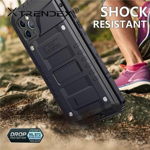 Heavy Duty Protection Hybrid Armor Metal Aluminum Phone Case For iPhone 11 Pro Xs Max XR 7 8 SE 2020 Shockproof Waterproof Cover