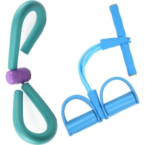 4 Tube Pedal Exerciser + PVC Leg Thigh Exercisers Gym Sports Thigh Master Muscle Arm Waist Workout Machine Fitness Equipment