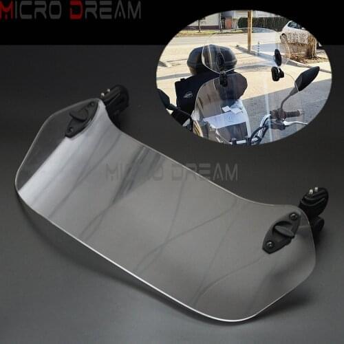 Universal Clear Adjustable Clamp-On Extension Screen Air Deflector Windscreen Spoiler for HONDA NC 700 Yamaha XJ900S V-Strom 650