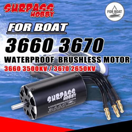 SURPASS HOBBY RC waterproof Brushless Motor Boat Motor 3660 3500KV 3670 2650KV 4 Poles 800-1000mm for 1/10 1/8 RC Car Traxxas