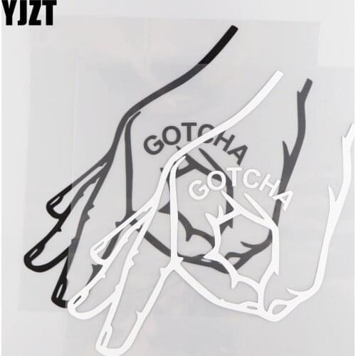 YJZT 25CM*25CM GOTCHA Funny Bumper Truck Window Car Sticker Vinyl Decal JDM Black/Silver 4A-0078