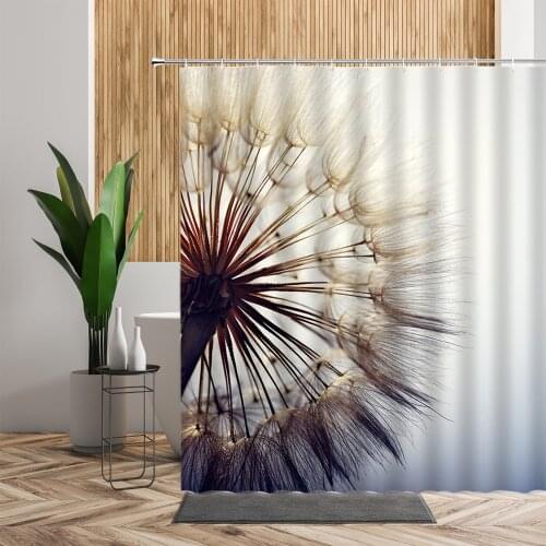 Flower Dandelion Shower Curtains Small Fresh Polyester Fabric Nordic Bathroom Decoration With Hooks Waterproof Hanging Curtain