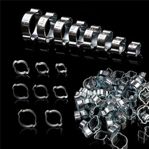 10PCS Hose Clamp Double Ears Clamp 5-20mm Worm Drive Fuel Water Hose Pipe Clamps Clips Hose Fuel Clamps Kit