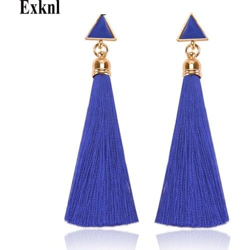 Exknl Brand Tassel Drop Earrings For Women Long Earrings Female Boho Bohemia Earrings Vintage Big Ethnic Handmade Earrings