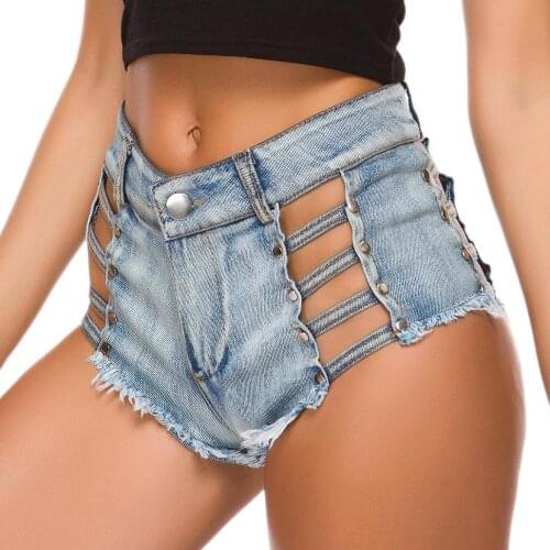 Women Sexy High Waist Shorts Hollow Out Punk Rock Bandage Shorts Cotton Booty Pole Dance Hotpants Mini Club Bottom Shorts