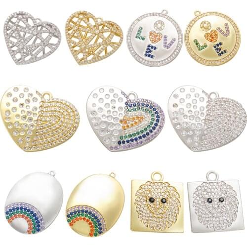 ZHUKOU CZ crystal heart/letter small Pendant for DIY making earrings/necklace Jewelry accessories supplies earrings charms VD787