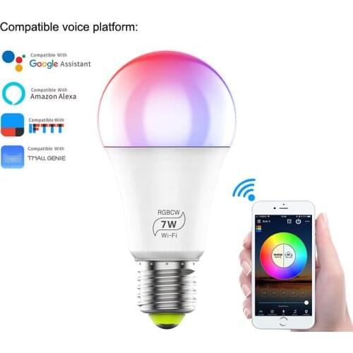 10pcs Smart LED Light bulb Wi-Fi 4.0 Smart Bulb Home Lighting Lamp Smart LED Bulb Timer Voice Could Change Color By Phone App