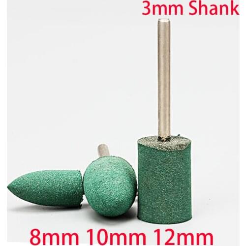 2Pcs 3MM Shank Shaft Mounted Rubber With Abrasive Grinding Head For Mold Fine Polishing Dremel Rotary Tools Point Mould Special