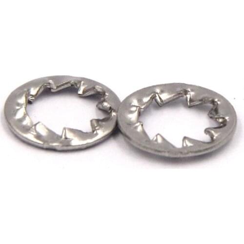 50Pcs M2.5 M3 M4 M6 GB861.2 DIN6798J A2-70 304 Stainless Steel Internal Toothed Serrated Lock Washer Gasket