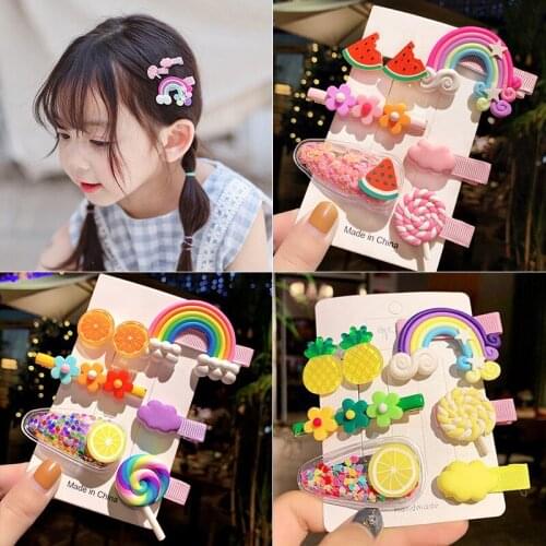 Colorful six-piece childrens hairpin female princess baby cute candy color rainbow hairpin side clip headdress