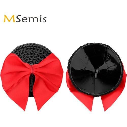Women Nipple Covers Cute Round Nipple Stickers Shiny Sequin Bowknot Breast Pasties Femme Reusable Invisible Silicone Bra Nipples