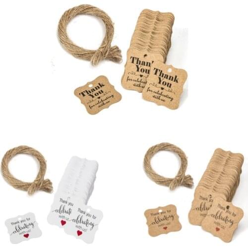 100pcs bride shower thank you label wedding decoration like gift tag paper label craft single party party decoration DIY gift-C