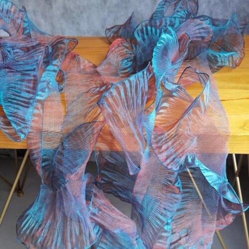 Gradient Ruffle Lace Fabric For Prom Dresses Apparel DIY Blue Pleated Organza Ribbons Crafts&hobbies 13cm Wide Sewing Accessorie