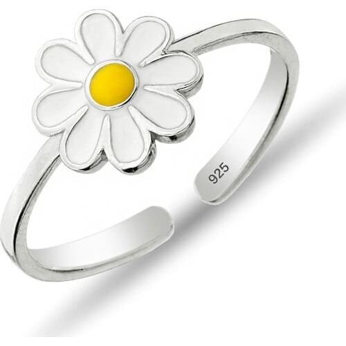 GümüşTakı Rhodium Colorful Daisy Silver Ring