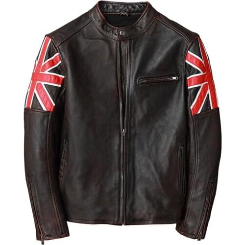 Genuine Leather Mens Jackets American Style Vintage Cowhide Mens Coats Slim Fit Oversized 5XL Overcoats Young Mens Clothes