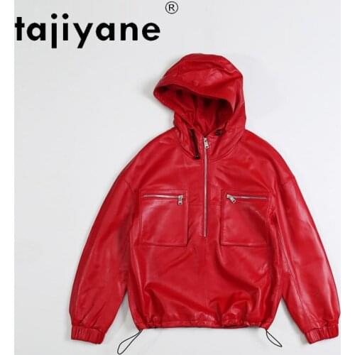 Real Jacket Sheepskin Women Genuine Leather Coats Woman Hooded Jackets Female Tops High Quality Cuero Genuino TN2058