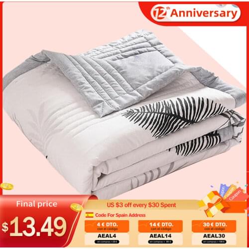 Summer Washed Cotton Quilt Leaf Print Bedspread Bed Cover Air-conditioning Comforter Soft Breathable Blanket for Kids Adult