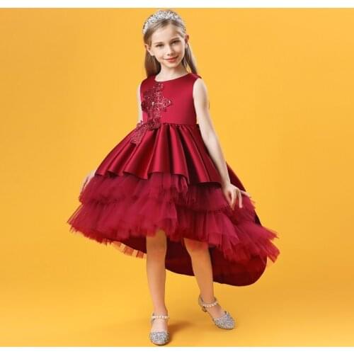 Girls Summer Dress Solid Party Birthday Dresses Child Mesh Cotton 2021 Wedding Kids Clothes