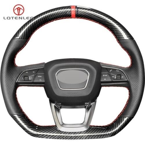 LQTENLEO Carbon Fiber Leather Car Steering Wheel Cover For Audi Q5 SQ5 2017-2019 Q3 2018 2019 Q8 SQ8 2018 2019 Q7 SQ7 2014-2019