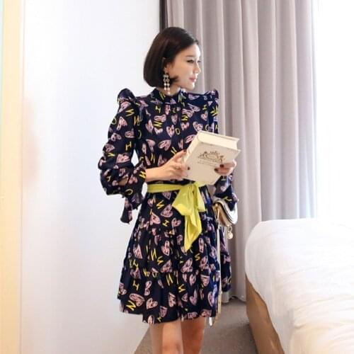 Fashion women comfortable outdoor OL elegant lovely dress new arrival temperament party vintage print fresh mini a-line dress