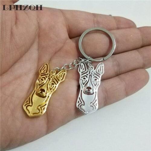 LPHZQH Fashion Trendy Puppy Dog Basenji Terrier Car Key Chain Women Handbag Pendant Accessories Charm Keyring Jewelery Steampunk