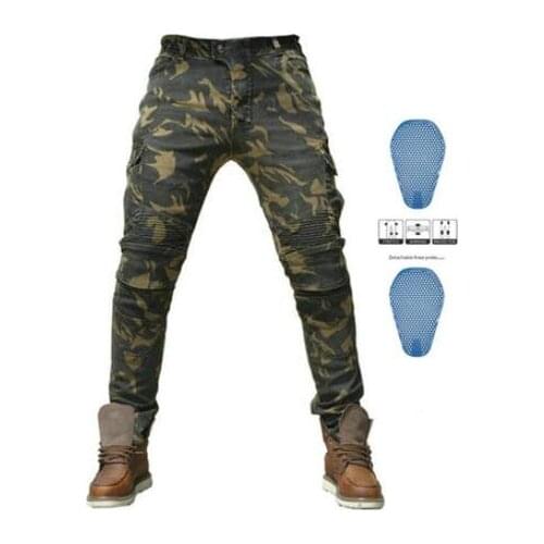 Motorcycle jeans motorcycle riding Casual personality camouflage racing pants army green drop pants silicone
