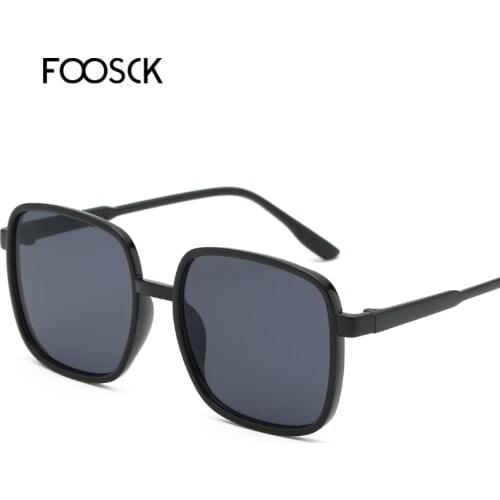 FOOSCK Vintage Square Sunglasses Women Men Luxury Brand Black Brown Frame Sun Glasses Female Shades Coulos UV400