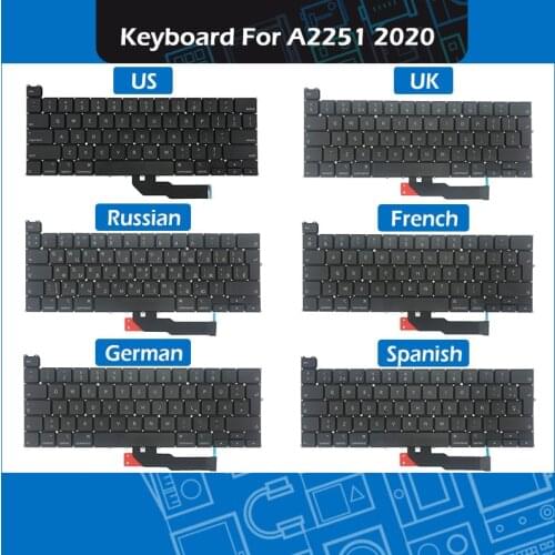 New Laptop A2251 Keyboard For Macbook Pro Retina 13" A2251 Keyboards Replacement Early 2020 EMC 3348