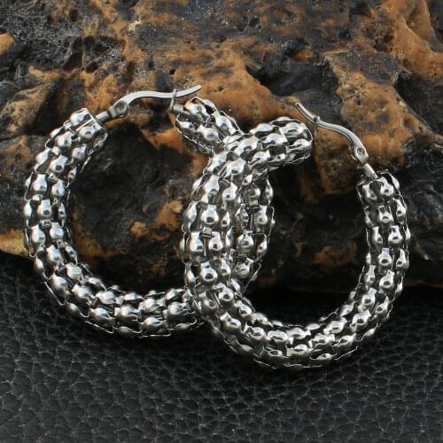 Newest Silver Color Fashion Stainless Steel Jewelry Simple Hoop Earrings Personality Bijoux En Acier Inoxydable Femme EGKZAGFP