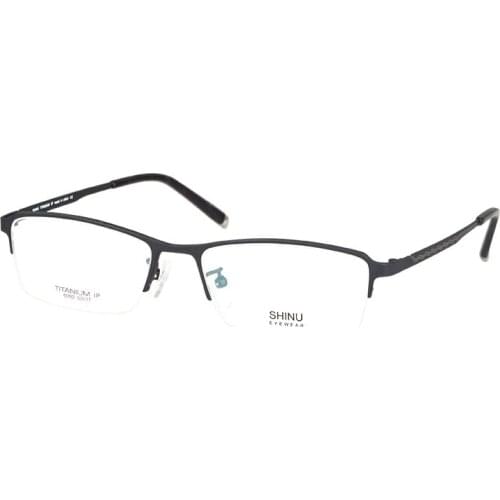 SHINU BRAND Pure Titanium Glasses Frame Men Vintage Round Eyewear Women Semi Rimless Half Optical Prescription Eyeglasses t6092