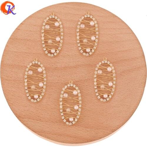 Cordial Design 20Pcs 15*30MM Jewelry Accessories/Hand Made/DIY/Genuine Gold Plating/Imitation Pearl/Earring Findings/CZ Charms