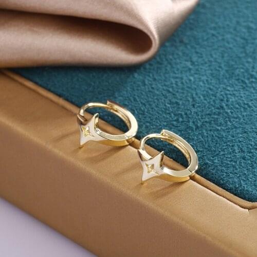 VENTFILLE925 Sterling Silver Cross Star Small Hoop Earrings Simple Circle Earrings Geometric earrings female lightning earrings