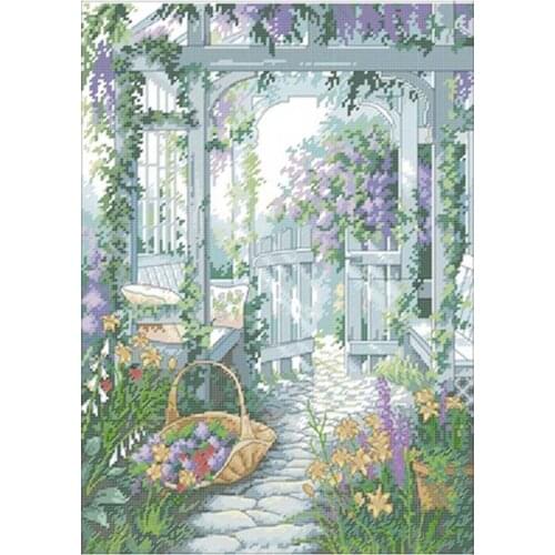 Garden gate patterns counted 11CT 14CT 18CT DIY Cross Stitch Sets wholesale Cross-stitch Kits Embroidery Needlework