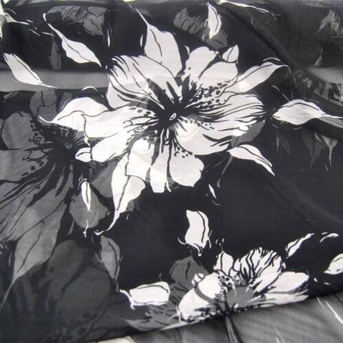 LEO&LIN Large Wide Black Large White Silk Georgette Chiffon Thin Transparent Skirt Shirt Fabric Fabric DIY Patchwork Tissue