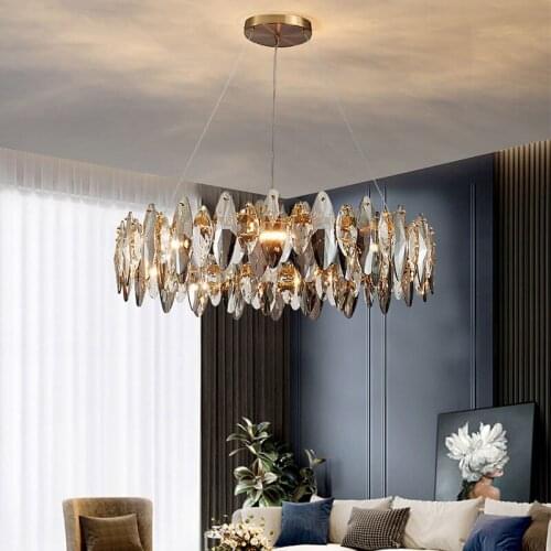 New modern crystal chandelier for living room luxury home decor lighting fixtures round gold led cristal lamp lustre