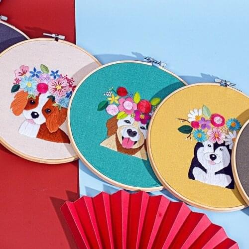 Embroidery Diy Hand-embroidered Pet for Famous Dogs, Embroidery and Painting for Home Decoration (hands-on Production Required)